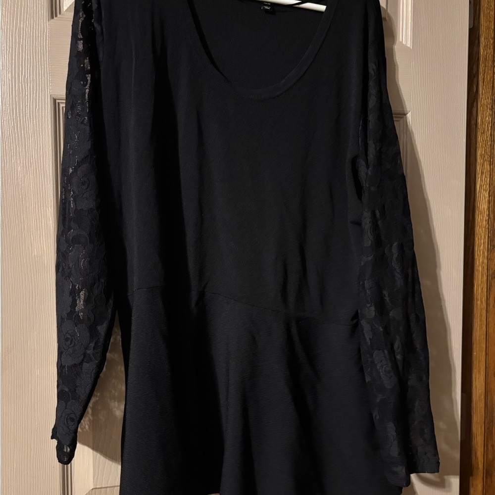 Lane Bryant Black Lace Sleeve Blouse